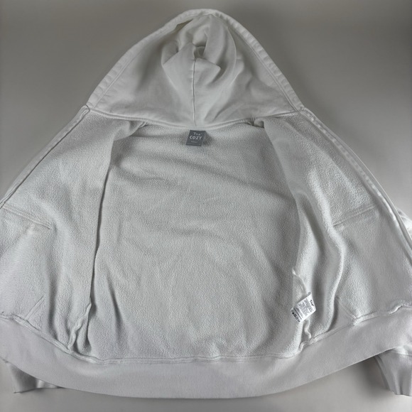 TNA COZY Fleece Perfect White Zip-Up Hoodie Size Medium Women's Heavy - Picture 3 of 10